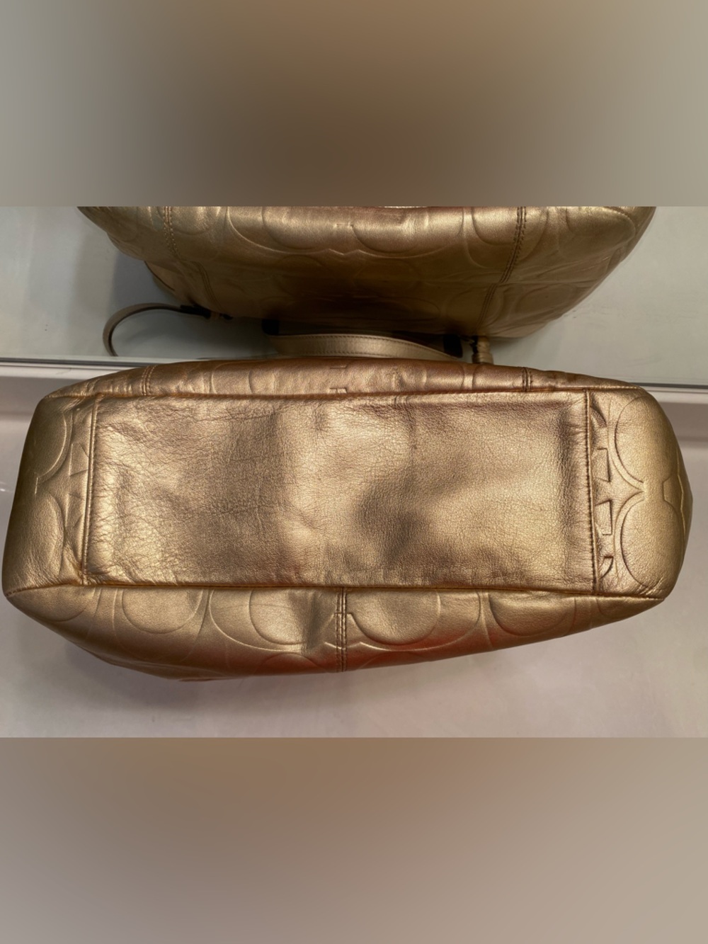 Coach Metallic Gold Leather Signature Tote with Matching Wristlet - Picture 3 of 11